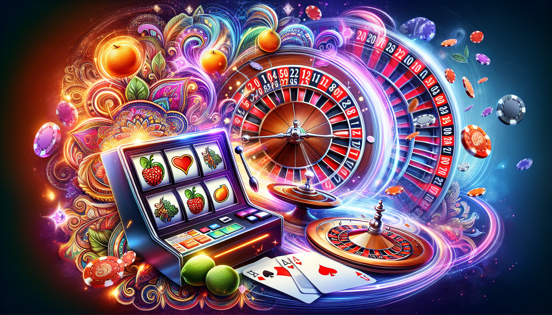 Ilustrație a diverselor jocuri de cazino online