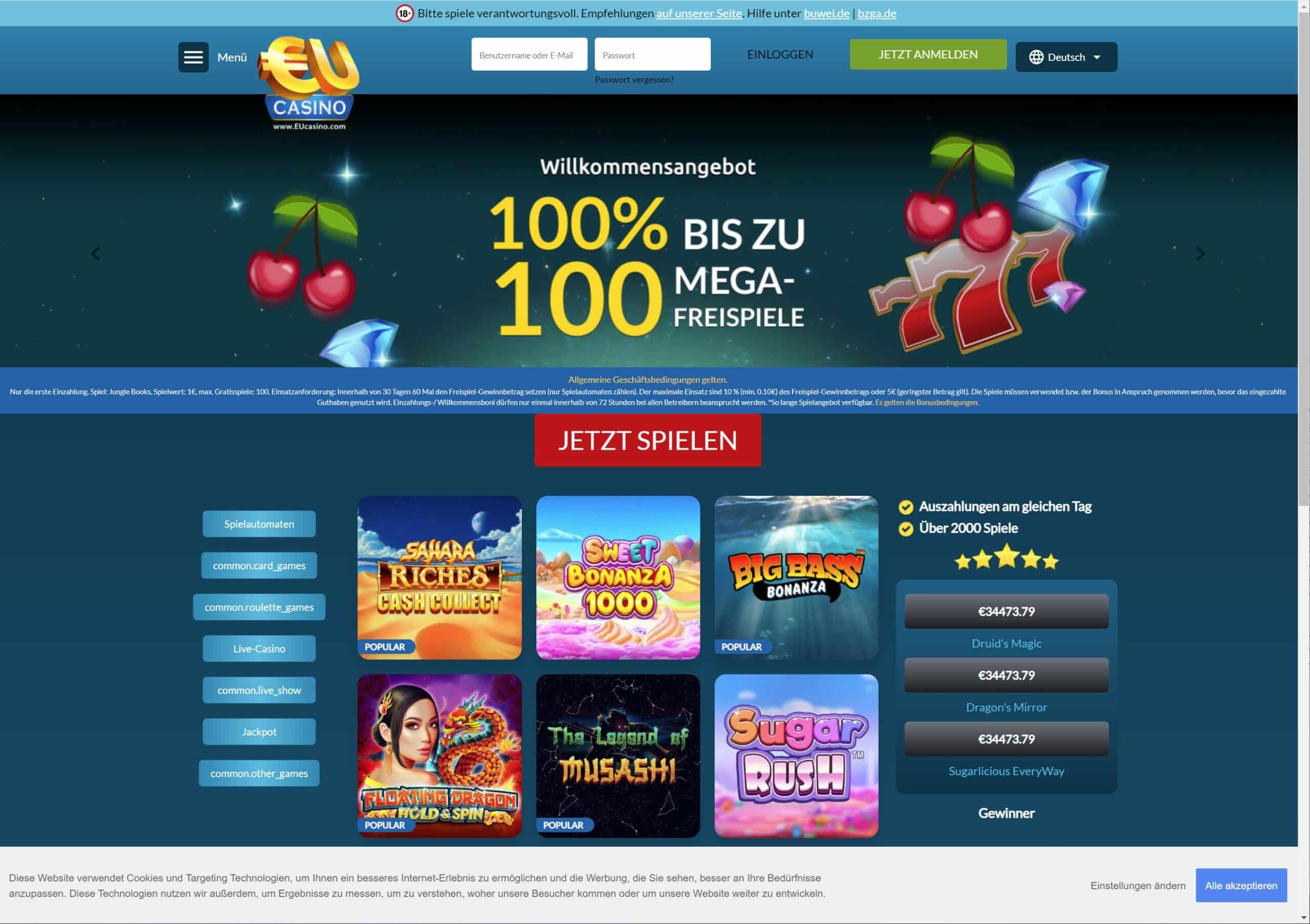 EUcasino screenshot